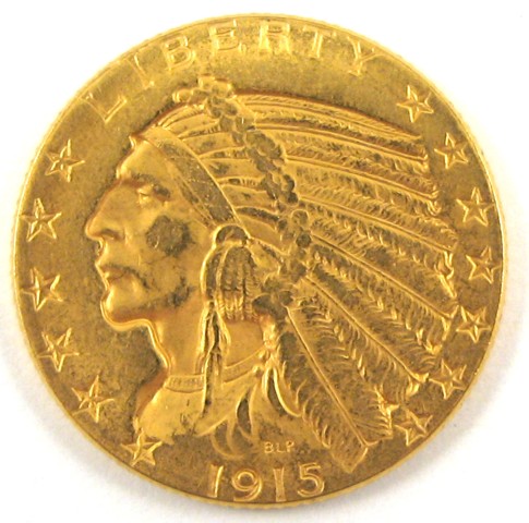 Appraisal: U S FIVE DOLLAR GOLD COIN Indian head type -P