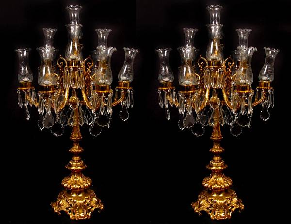 Appraisal: A pair of Louis XV style ten light girandoles height