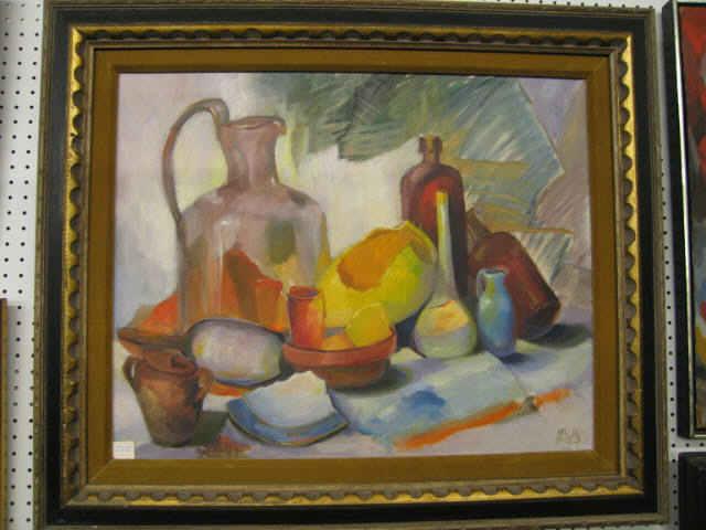 Appraisal: Margaret Kelly Oil on Canvas Broken Pottery still life x