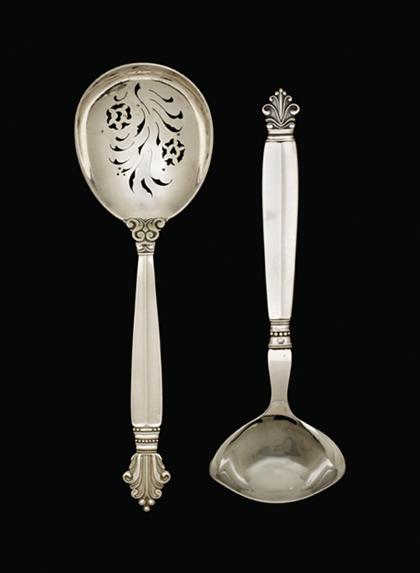 Appraisal: Two acanthus serving spoons johan rohde for georg jensen danish