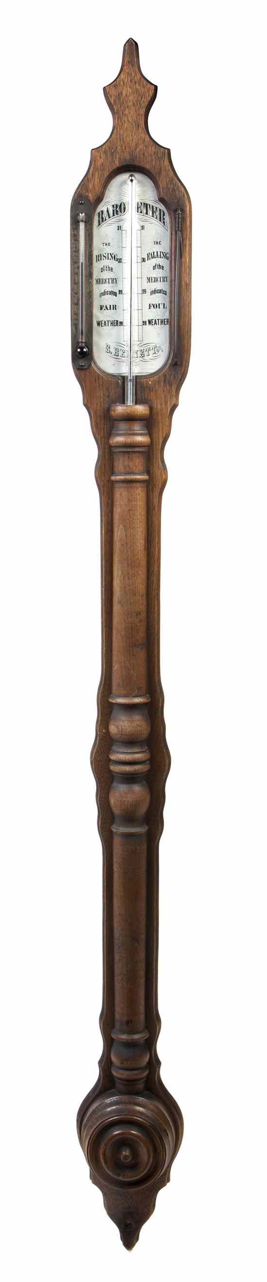 Appraisal: An English Stick Barometer Thermometer S Bennett th century of