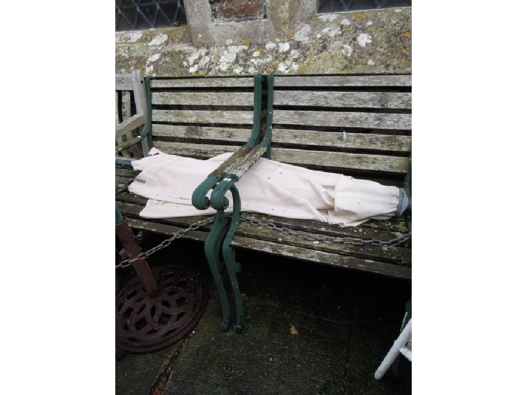 Appraisal: A pair of reproduction cast iron framed garden armchairs with