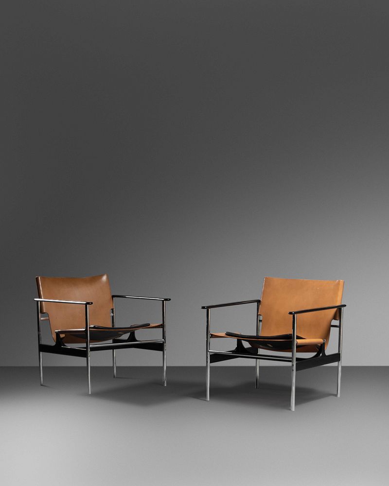 Appraisal: Charles Pollock American - Pair of Sling Chairs model Knoll