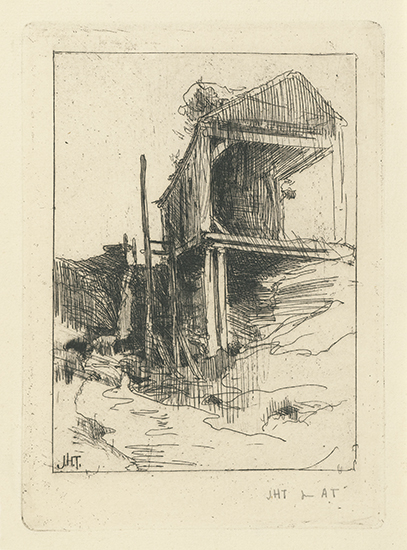 Appraisal: JOHN HENRY TWACHTMAN Abandoned Mill Etching circa - x mm