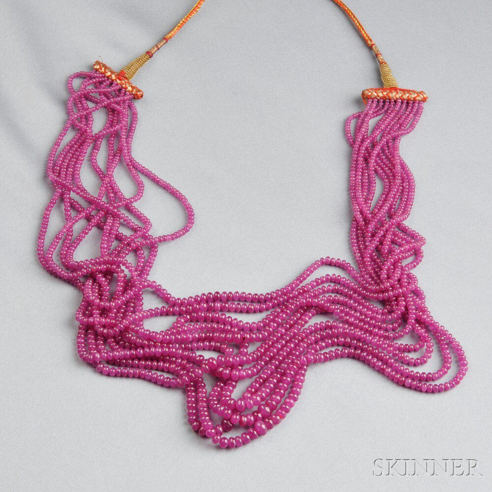 Appraisal: Ruby Bead Necklace composed of ten strands of ruby beads