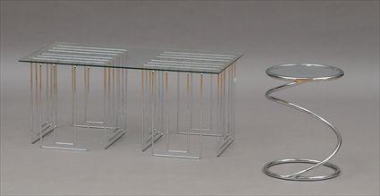 Appraisal: Chrome and Glass Coffee Table and Side Table x x