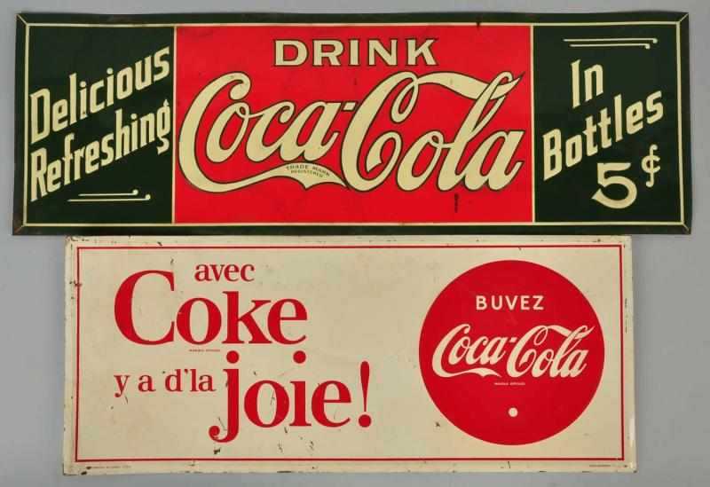 Appraisal: Lot of Tin Coca-Cola Signs Description The green and red