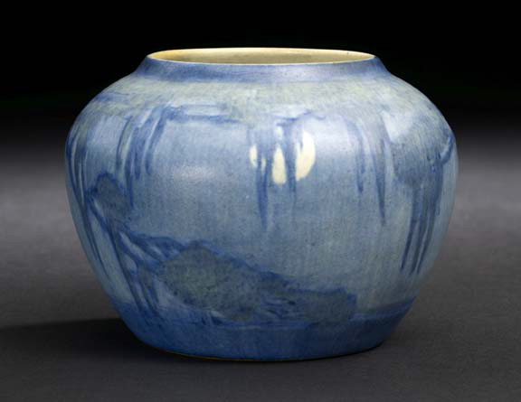 Appraisal: Fine Newcomb College Pottery Vellum-Glazed Globular Vase ca in Moon-and-Moss