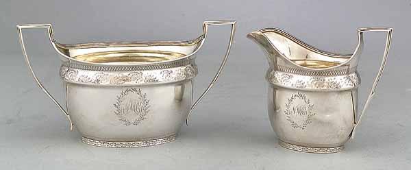 Appraisal: A George III Sterling Silver Sugar Bowl and Creamer John