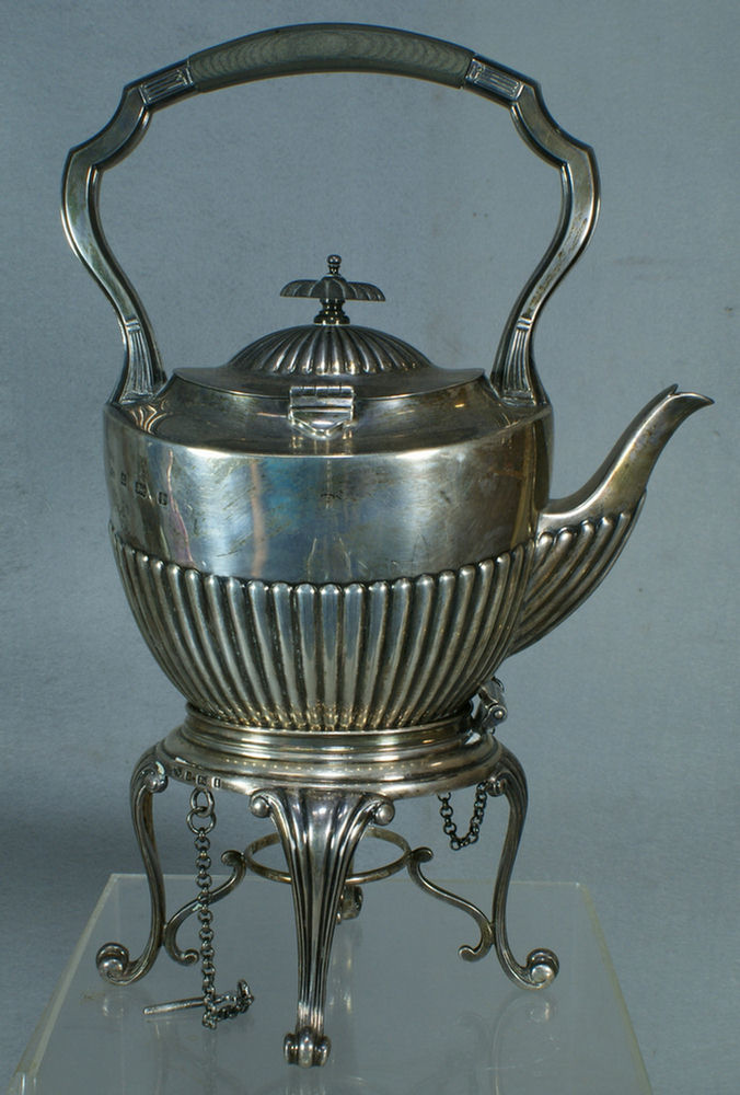 Appraisal: English sterling silver tilting kettle Birmingham - maker E Co