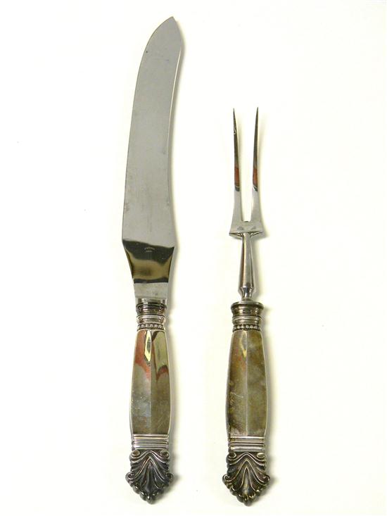 Appraisal: SILVER Georg Jensen serving set fork and carving knife weighted