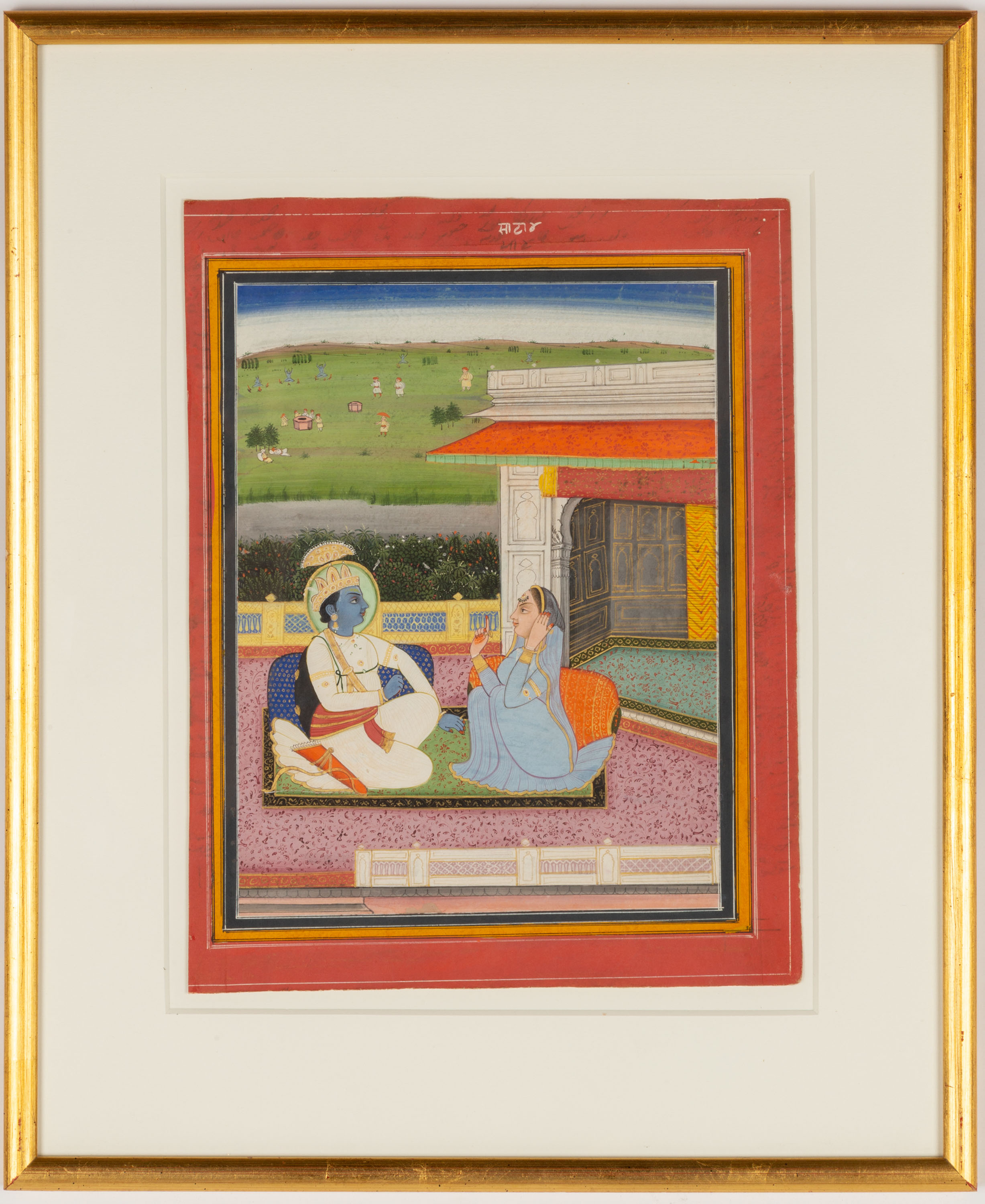 Appraisal: INDIAN PAINTING KRISHNA AND RADHA gouache and watercolor