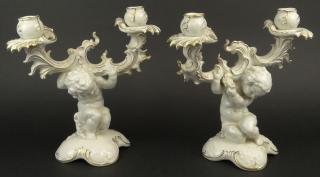 Appraisal: Pair th Century Hutschenreuther Selb Figural Two Light Candlesticks Pair