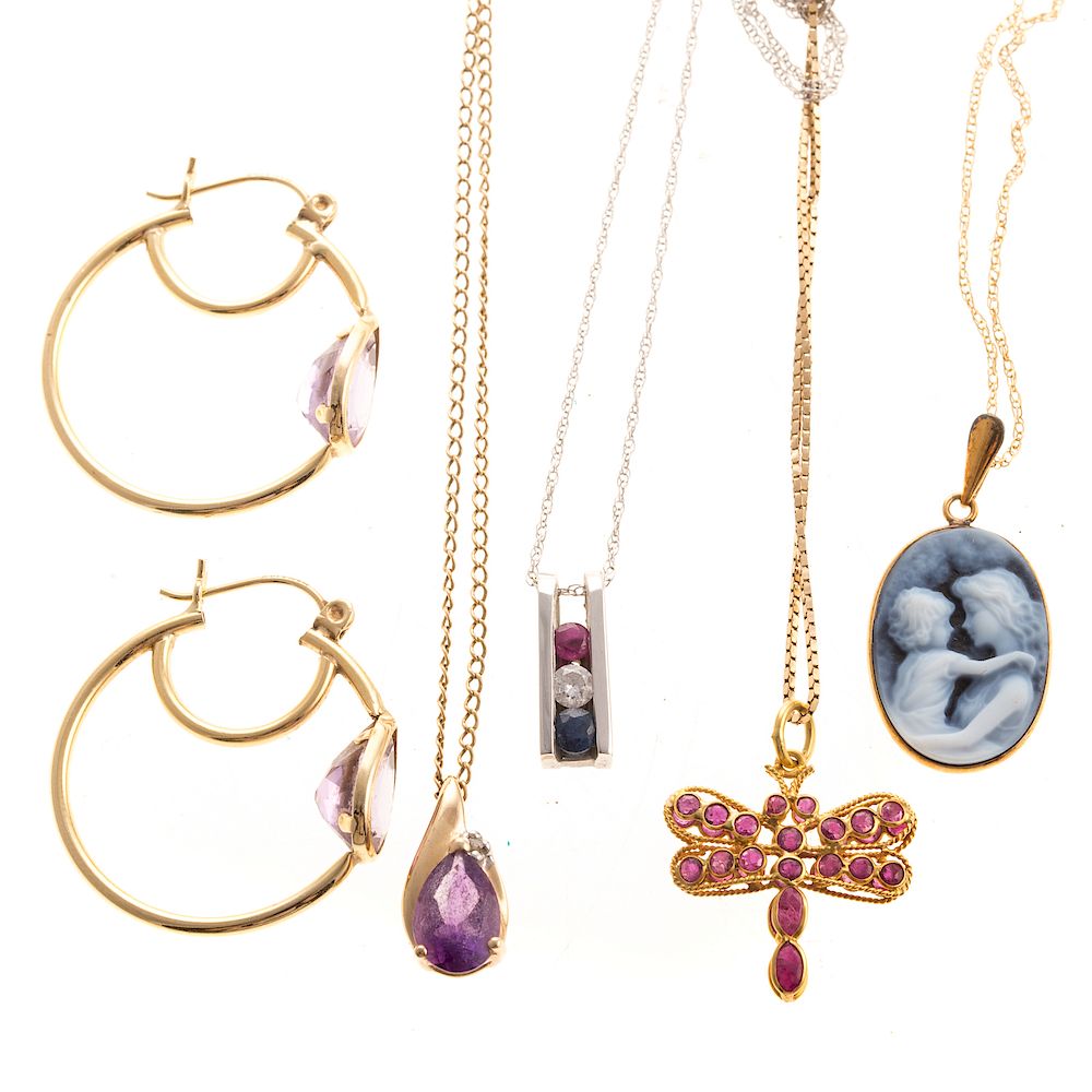 Appraisal: A Selection of Ladies Gemstone Jewelry in Gold K yellow