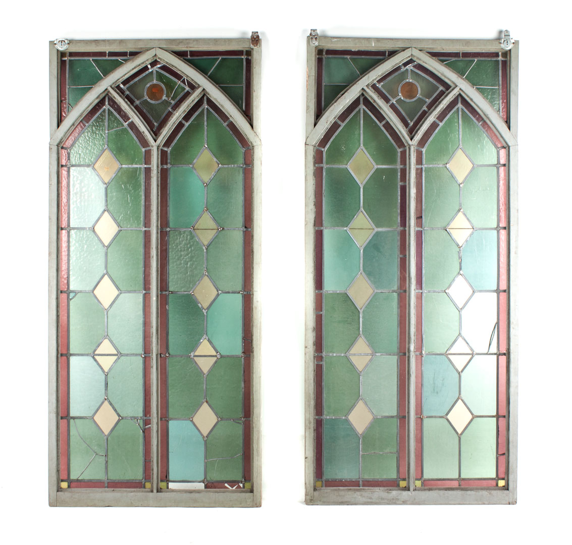 Appraisal: Pair of American stained leaded glass windows early th century