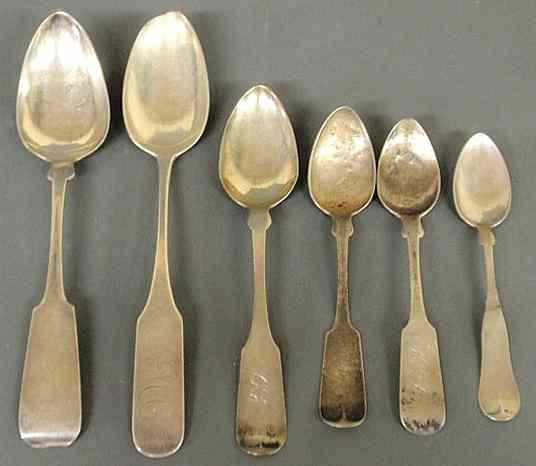 Appraisal: Six coin silver spoons- John B Ginochio New York W