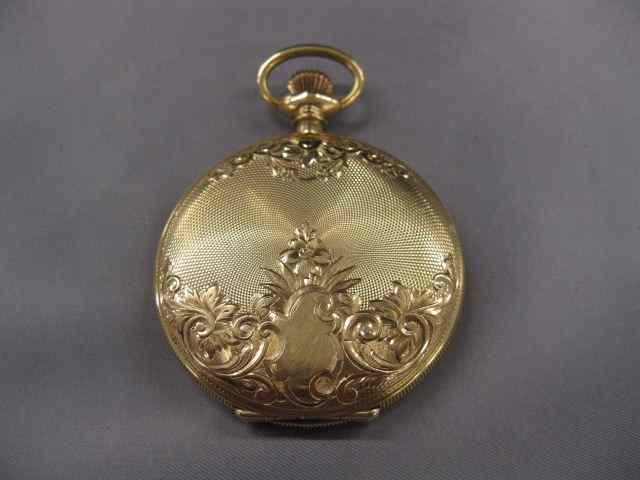 Appraisal: Elgin k Gold Pocketwatch hunting case jewel circa fancy engraved