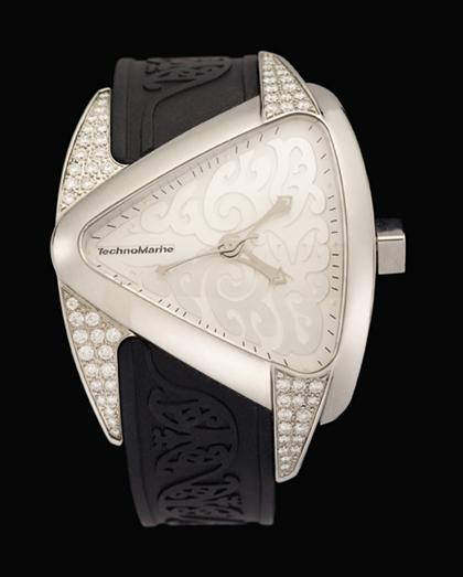 Appraisal: Lady's contemporary steel and diamond wristwatch Techno Marine italian contemporary