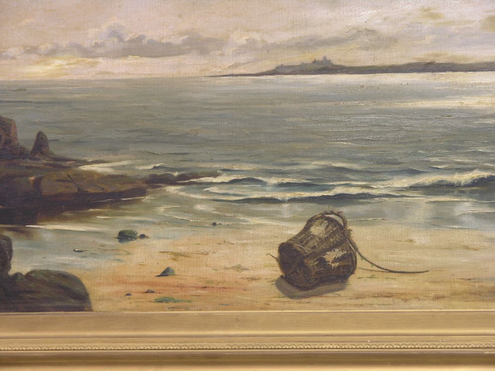 Appraisal: A large oil on canvas beach scene x in framed