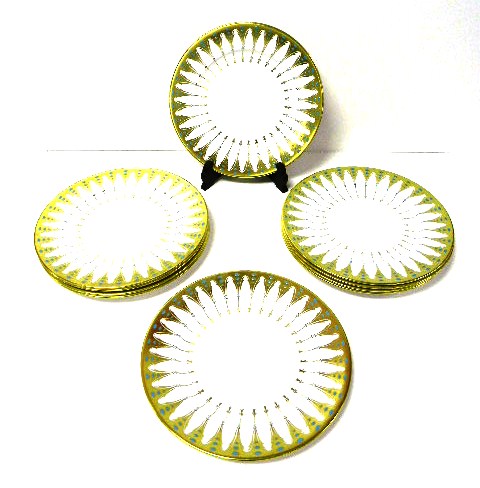 Appraisal: Royal Chelsea dinner plates ten pieces ''Gothic'' pattern gilt and