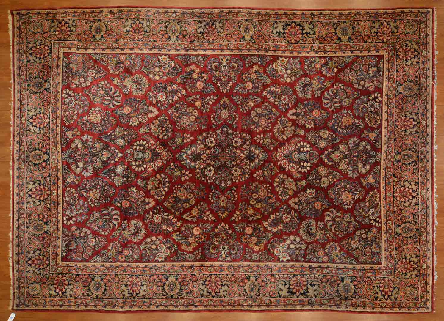 Appraisal: Semi-antique Sarouk carpet approx x Iran circa Condition Fringe wear