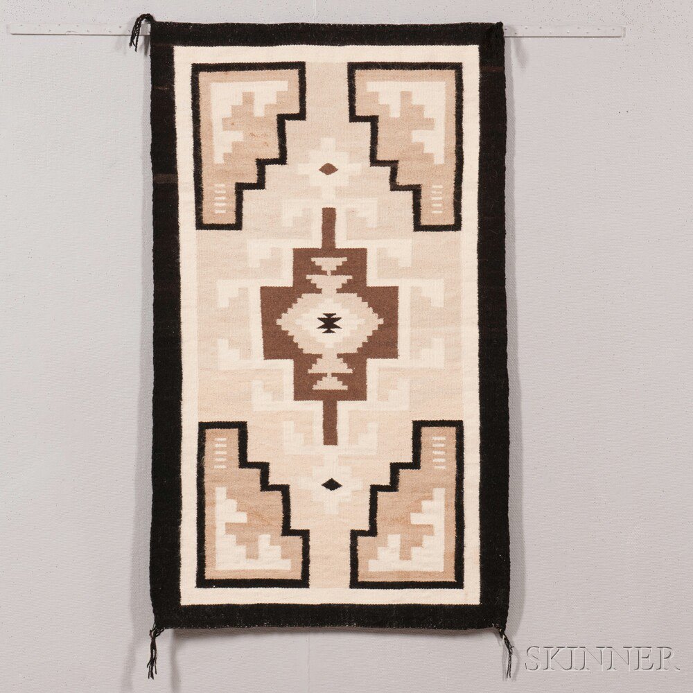 Appraisal: Navajo Regional Rug with central cross and stepped corners x