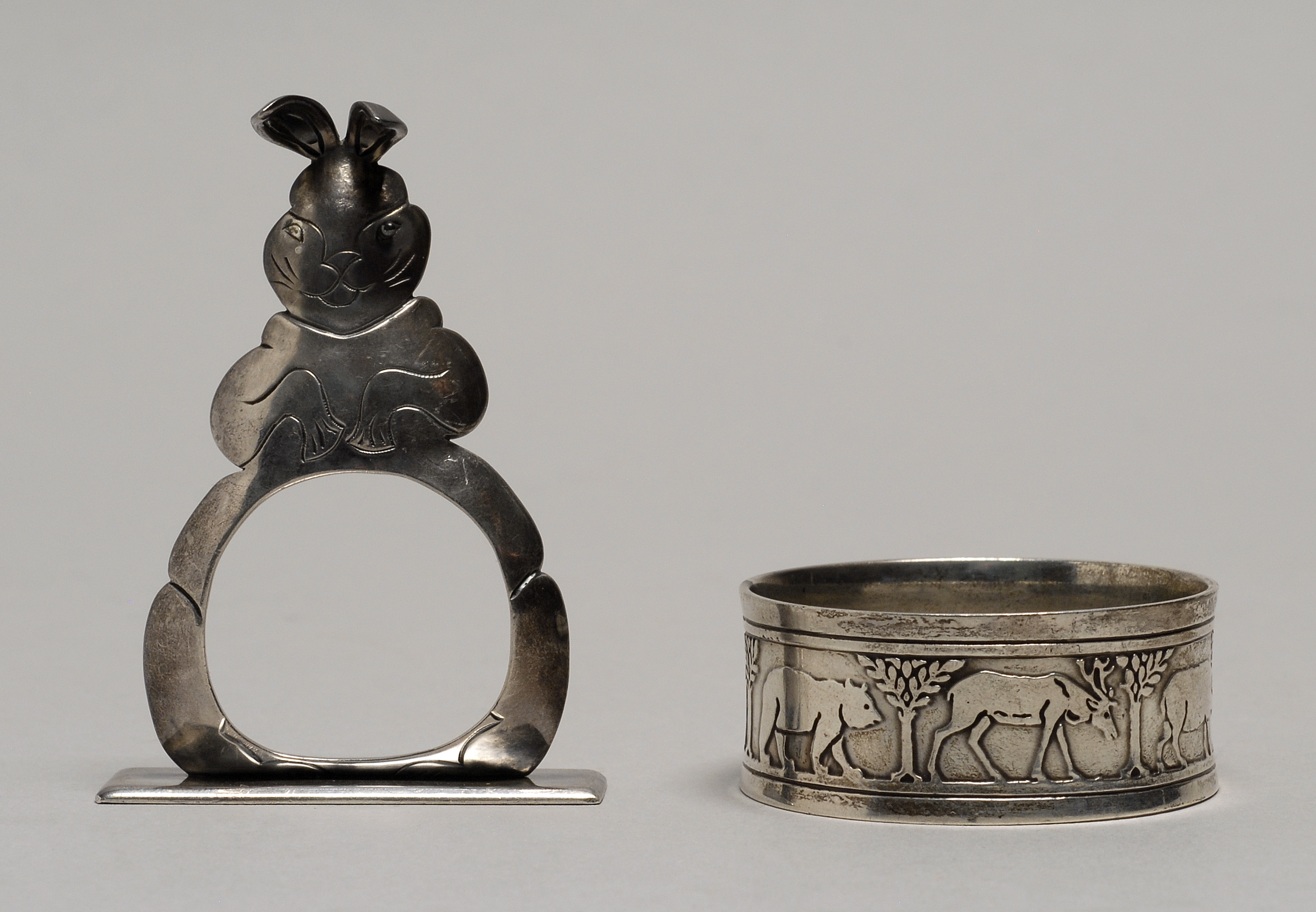 Appraisal: TWO WHIMSICAL STERLING SILVER CHILD'S NAPKIN RINGS New York s