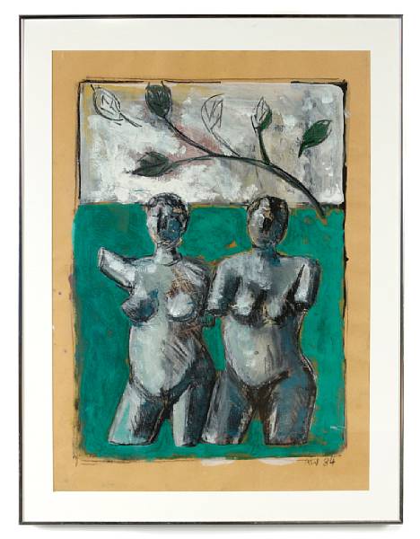 Appraisal: Andreas Weishaupt German born Untitled Two figures signed with initials