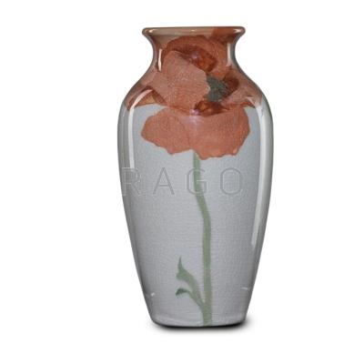 Appraisal: HARRIET WILCOX - ROOKWOOD Iris Glaze vase with poppies Cincinnati