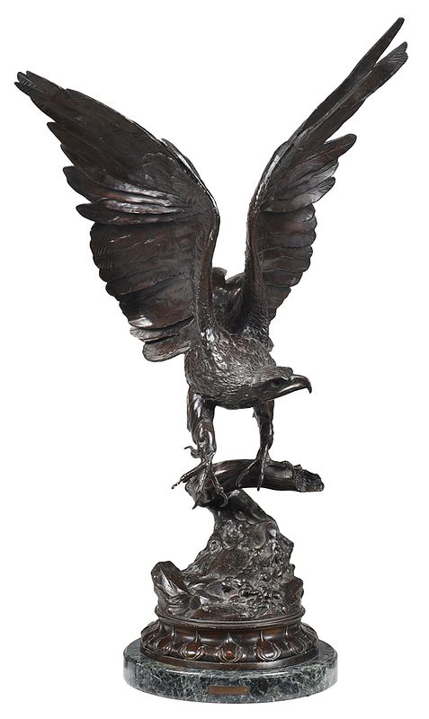 Appraisal: Jules Moigniez Bronze Pedestal French L'Aigle Eagle signed on naturalistic