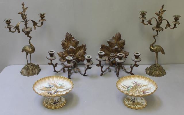 Appraisal: Miscellaneous Antiques Lot Includes a pair of English porcelain compotes