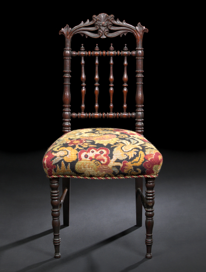 Appraisal: American Rococo Revival Walnut Occasional Chair mid- th century the