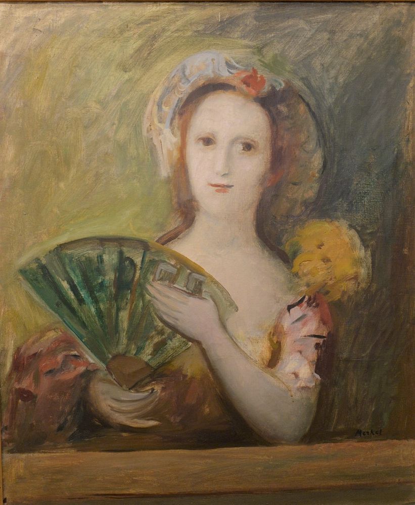 Appraisal: Georg Merkel Ukrainian - Woman with a Fan oil on