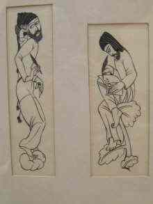 Appraisal: Eric Gill - ''Chaucer and Cupid'' two wood engravings on