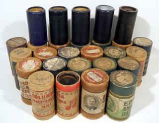 Appraisal: Pcs Phonograph Company ANTIQUE EDISON COLUMBIA RECORDS CANISTERS Blue Amberol