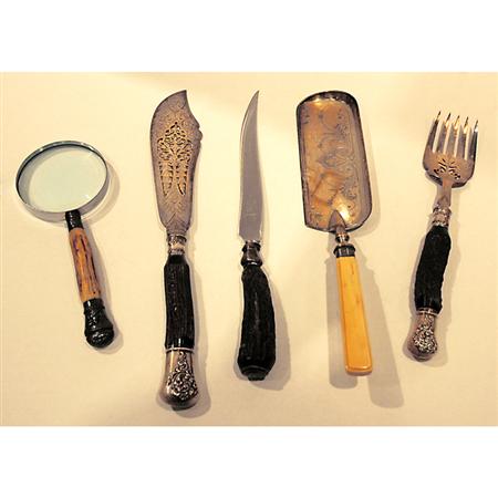 Appraisal: Group of Ivory and Bone Handled Flatware Articles Estimate -