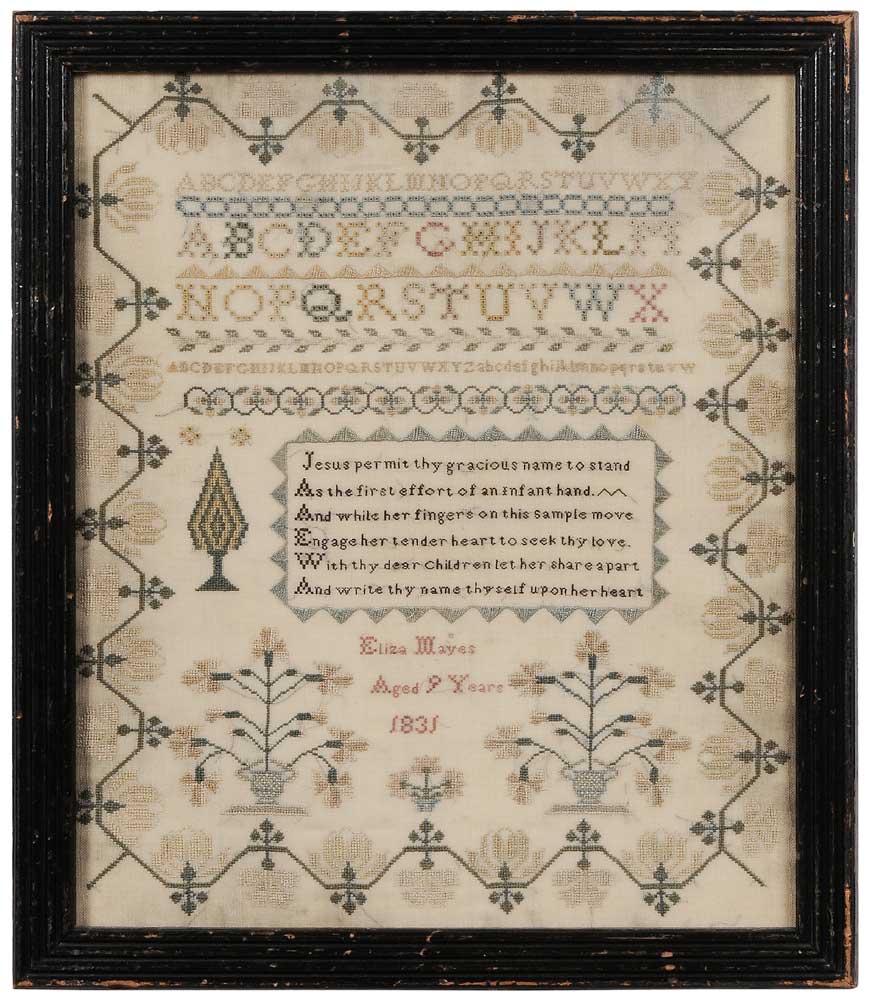 Appraisal: Schoolgirl Needlework probably British six-line verse below four lines of