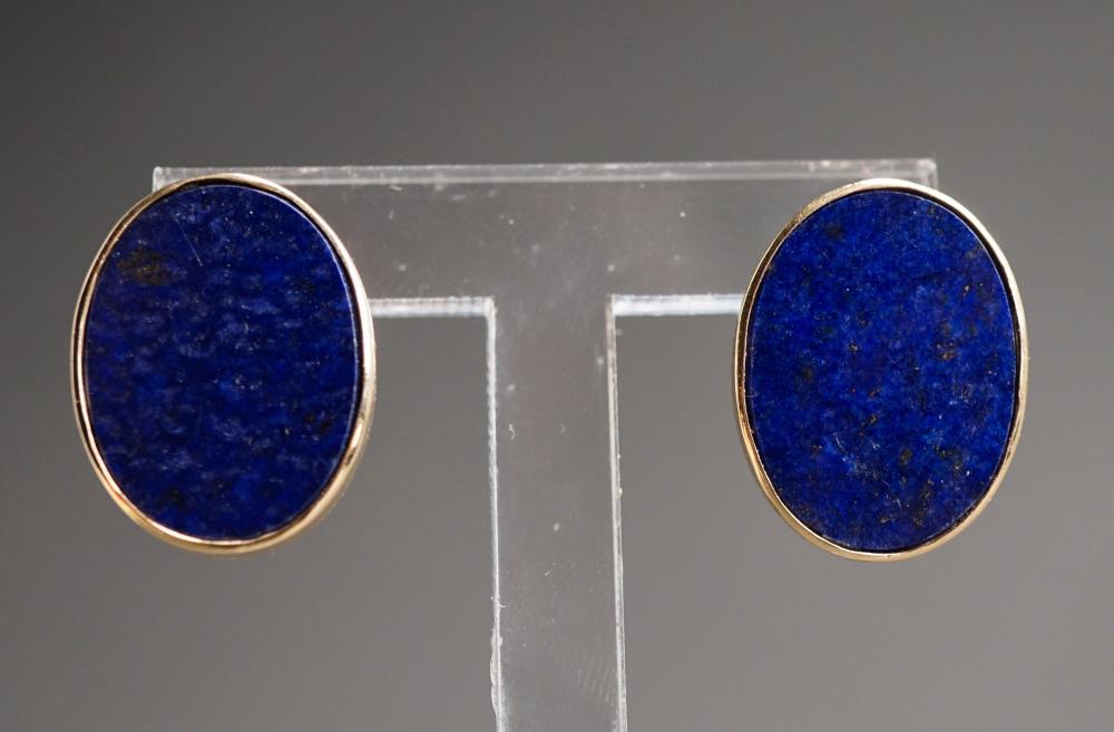 Appraisal: Pair of -Karat Yellow-Gold and Lapis Lazuli Screw Back Earrings