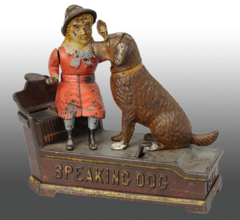 Appraisal: Cast Iron Speaking Dog Mechanical Bank Description Manufactured by J