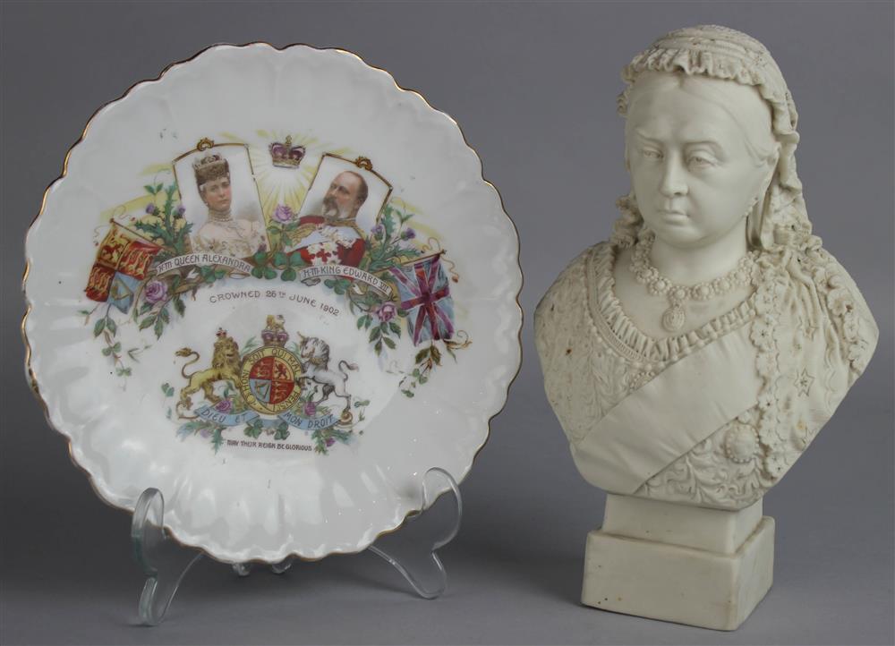 Appraisal: ROBINSON AND LEADBETHER PARIAN BUST OF QUEEN VICTORIA AND A