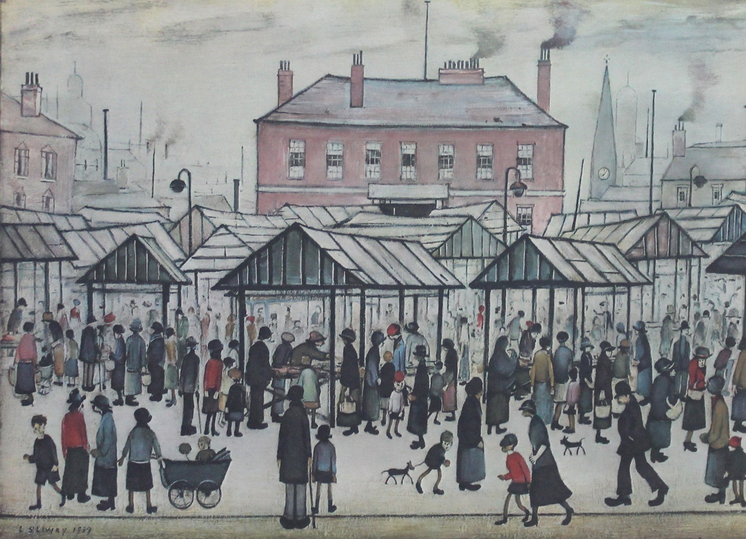 Appraisal: Lawrence Stephen Lowry - Market scene in a Northern town