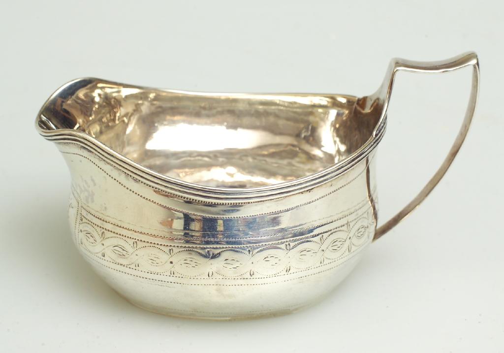 Appraisal: GEORGE III SILVER CREAM JUG LONDON with a band of