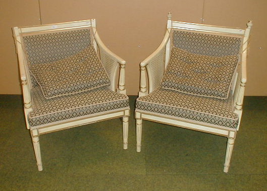 Appraisal: A pair of cream and gilt elbow chairs in Louis