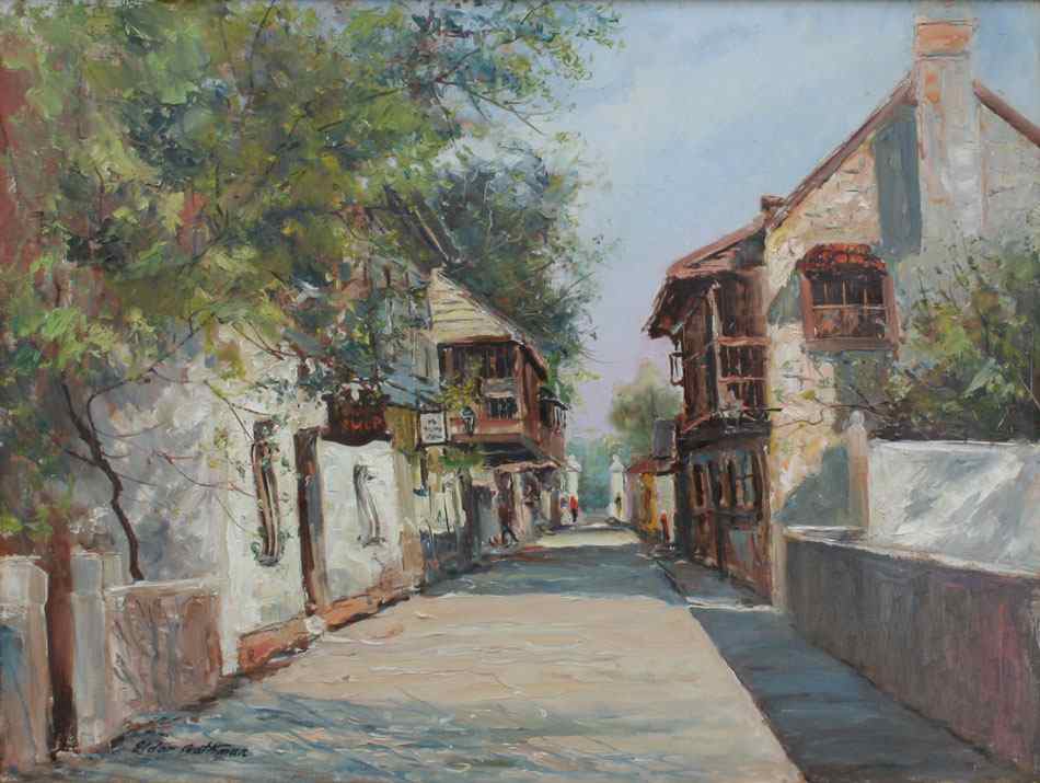 Appraisal: GATHMAN Eldor American th C ''St Augustine'' Oil Board ''