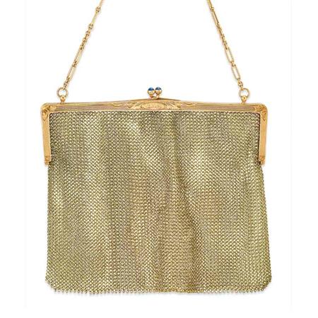 Appraisal: Antique Gold and Cabochon Sapphire Mesh Purse Estimate -