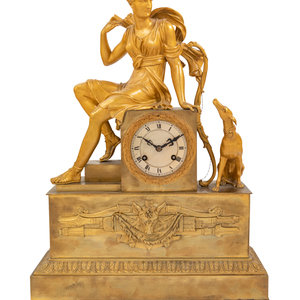 Appraisal: An Empire Style Gilt Bronze Figural Mantel Clock Late th