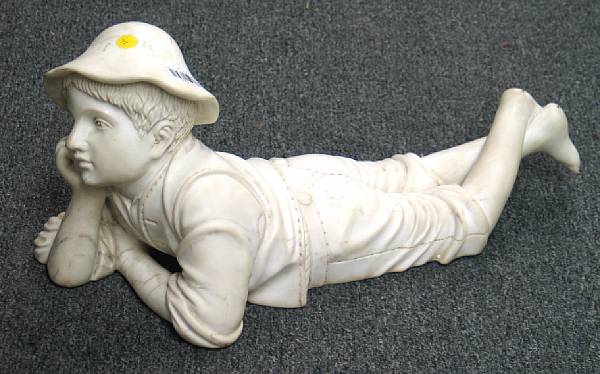 Appraisal: A white marble figure of a boy modern The boy