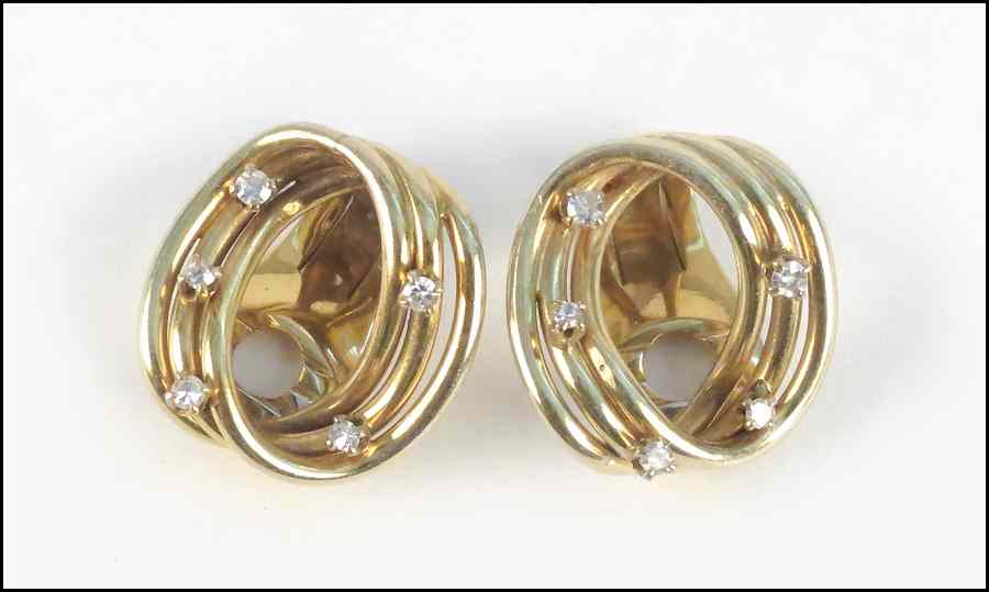 Appraisal: PAIR OF KARAT YELLOW GOLD AND DIAMOND EARRINGS grams Condition