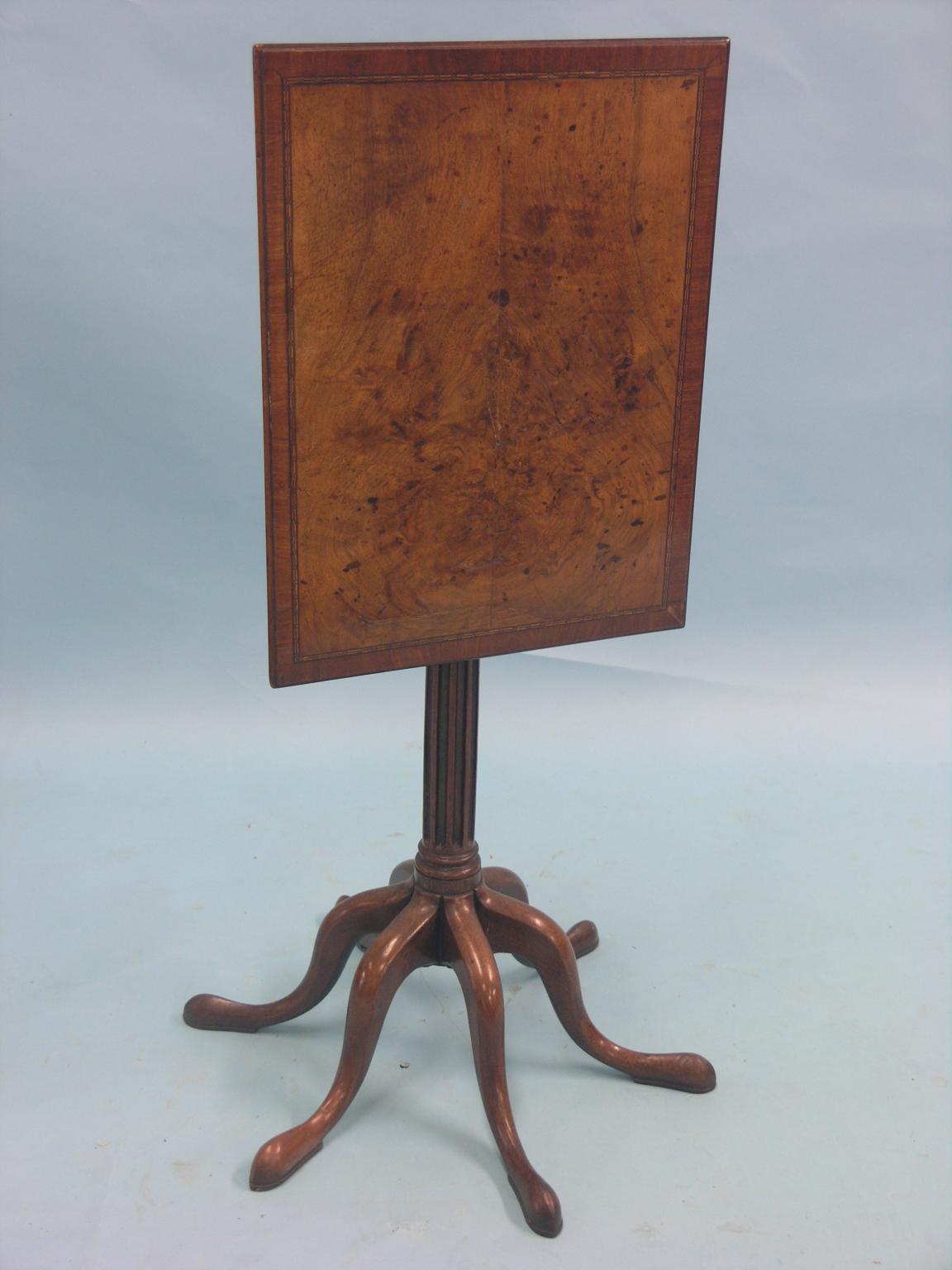 Appraisal: A rare George III mahogany tilt-top table rectangular cross-banded top