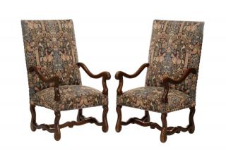 Appraisal: Pair of Louis XIV Os de Mouton Fauteuil Chairs French